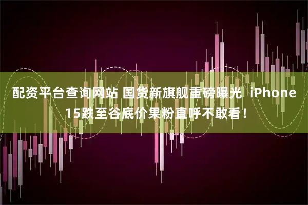 配资平台查询网站 国货新旗舰重磅曝光  iPhone 15跌至谷底价果粉直呼不敢看！